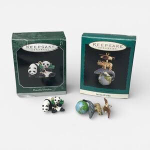 Hallmark Keepsake Miniature Ornaments Bundle Peaceful Pandas, Precious Creations